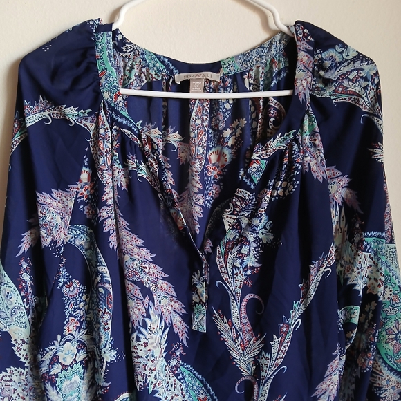 Pretty Roz & Ali Women’s 3/4 Sleeve Blouse 3X V Neck - Picture 5 of 10
